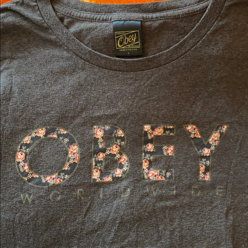Obey floral logo tee